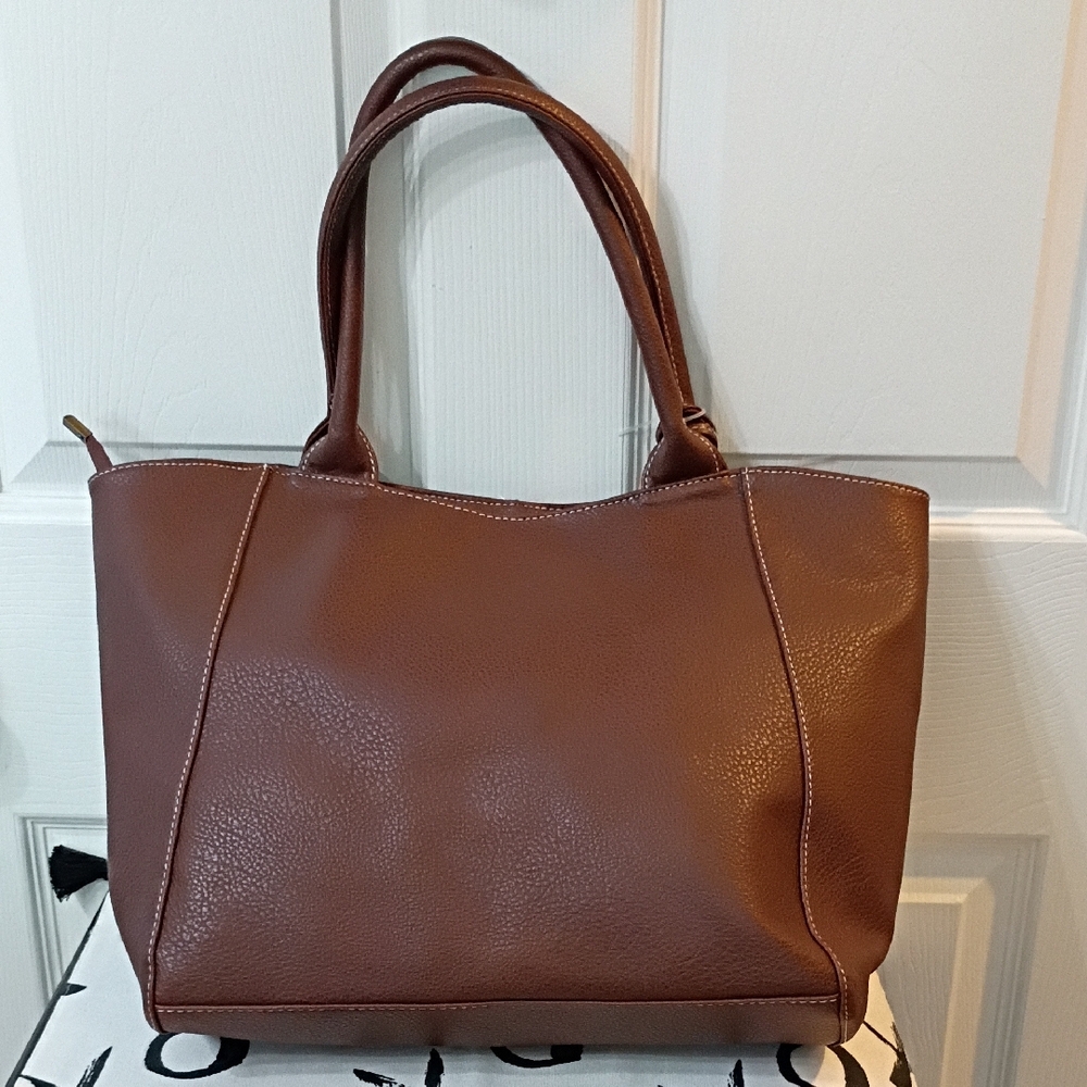 Elegant Denim and Brown Tote Bag - Picture 4 of 6